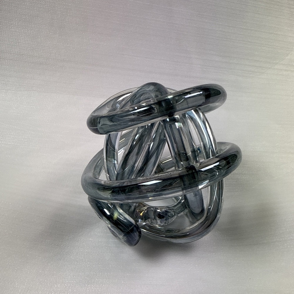 Hand Blown Art Glass Infinity Knot Paperweight Twisted Rope Sculpture 5"